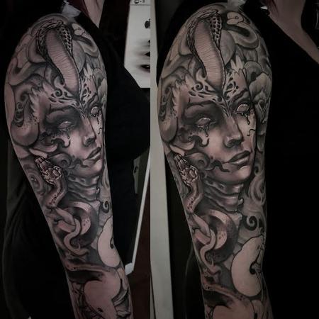 Tattoos - Black and Gray Medusa  - 121699