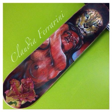 Claudia Ferrarini - Original pencil draw on Skateboard