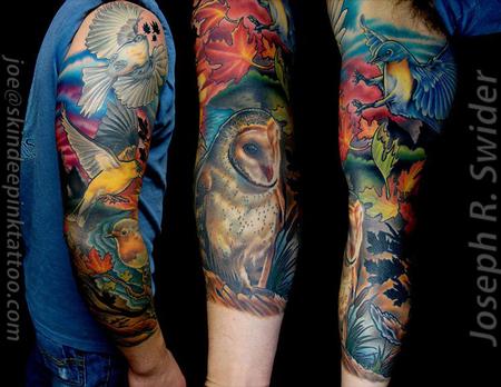 Tattoos - Owl and bird sleeve  - 96412