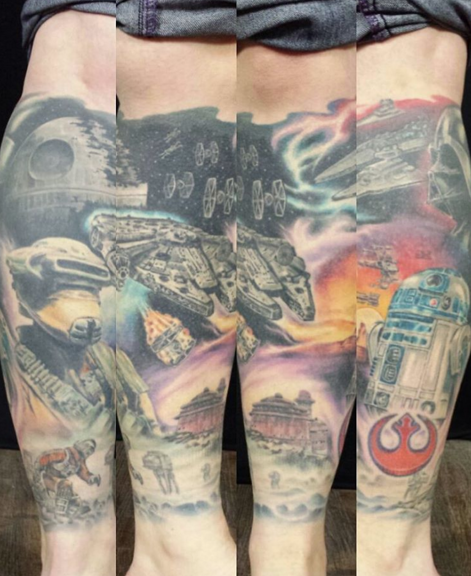 Star Wars Leg Sleeve by Damion Cressy: TattooNOW Star Wars Leg Sleeve by Damion Cressy: TattooNOW