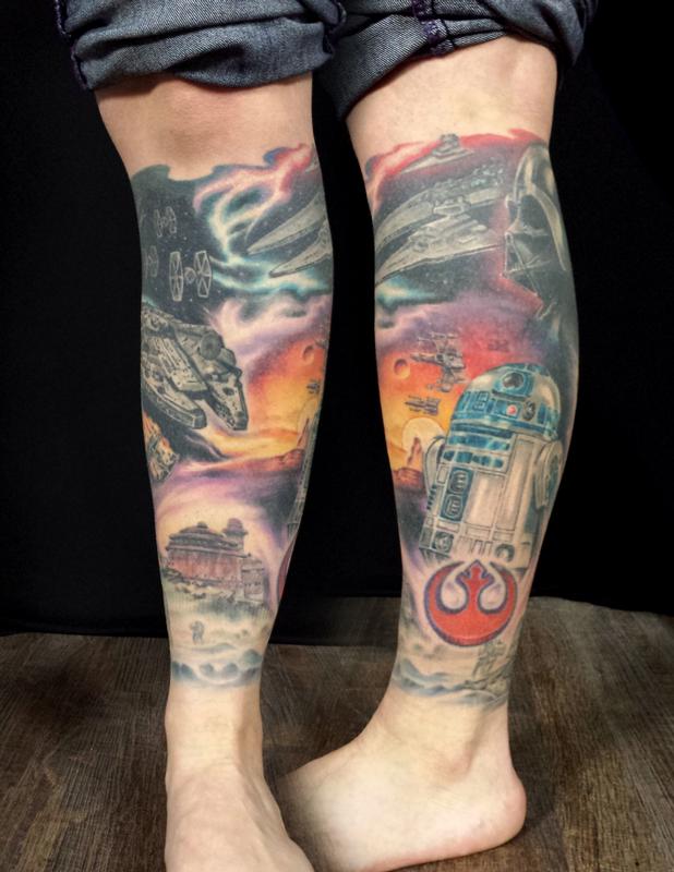 Star Wars leg sleeve by Damion Cressy: TattooNOW