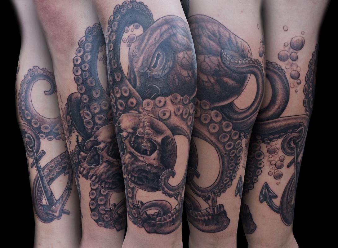 Octopus & Skull by Danny Elliott: TattooNOW Octopus & Skull by Danny Elliott: TattooNOW