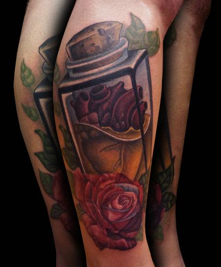 Tattoos - Heart in a Jar with Rose - 112253