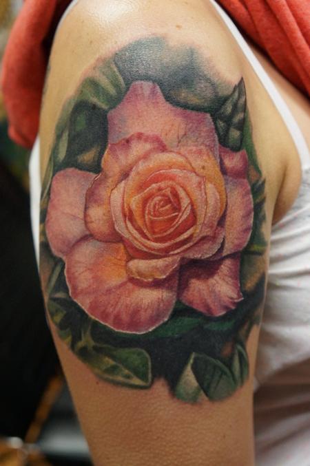 Tattoos - Realistic Pale Rose - 111848