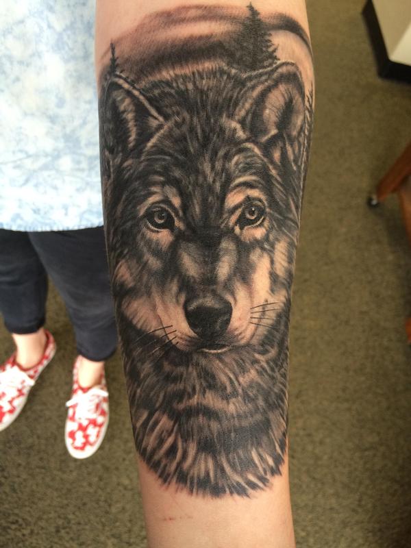 Wolf cover up by Edward Lott: TattooNOW Wolf cover up by Edward Lott: TattooNOW
