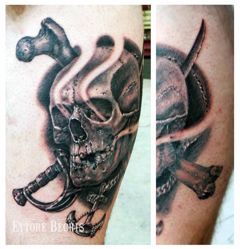 Pirate skull by Ettore Bechis: TattooNOW