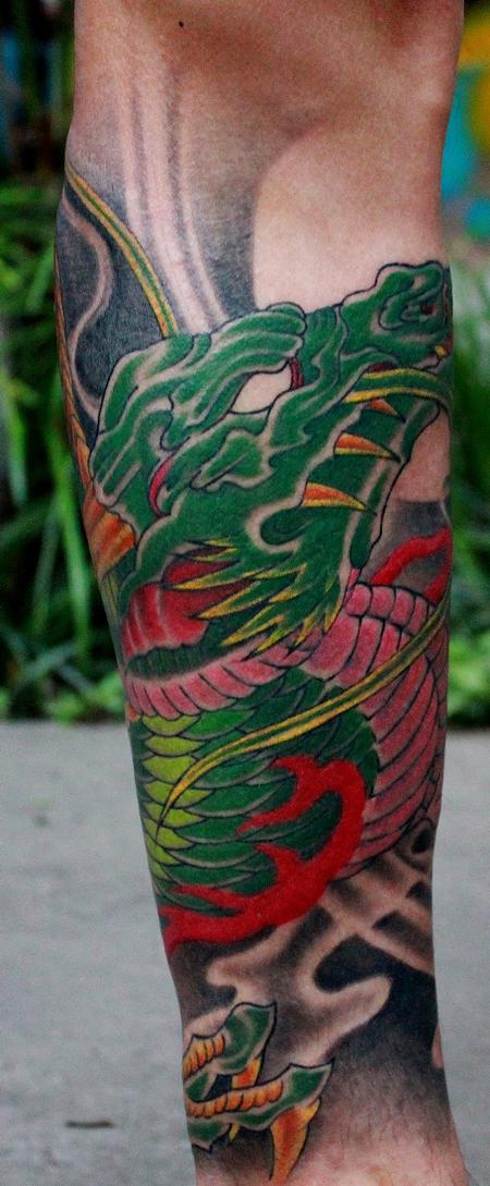 Tattoos - Green Asian Dragon - 101144