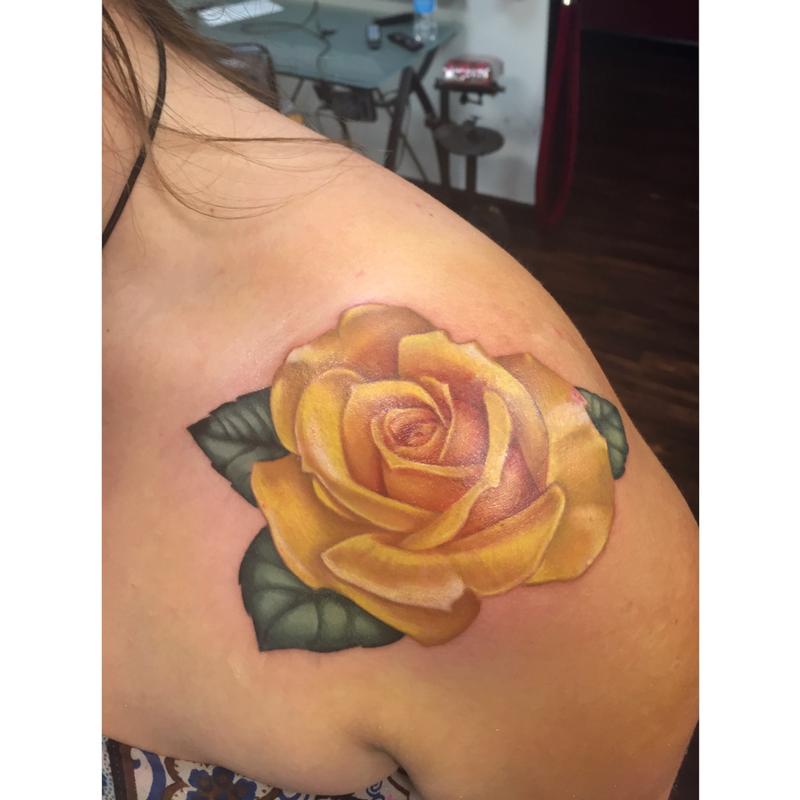 Yellow Rose of Texas Tattoo  American Traditional Rose Tattoo
