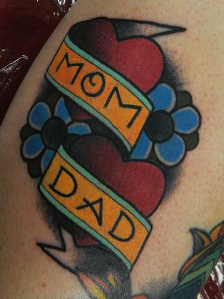 Traditional Mom and Dad tattoo by James Dean: TattooNOW