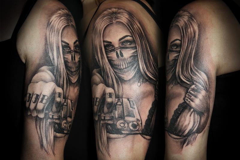 Tattoo uploaded by BoGdan Stochita  mafia woman gun woman hot ass  blackandgrey ontheass  Tattoodo
