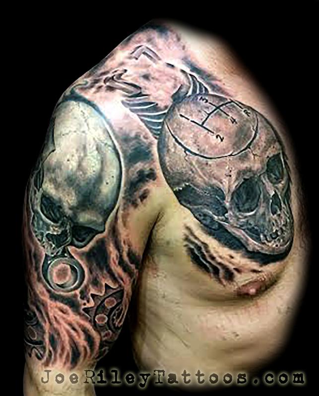 Some skull work allaprimaink arcaneink stencilstuff skull skulltattoo  piston pistontattoo cartattoo blackandgraytattoo art artist tattoo  tattooartist indianatattooartist indianaartist wabashindiana  wabashartist filamenttattooco  a 