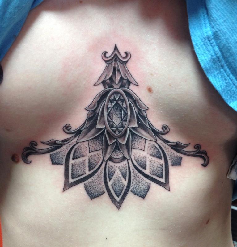 Blackwork Sternum Tattoo by Joseph Wood: TattooNOW Blackwork Sternum Tattoo by Joseph Wood: TattooNOW