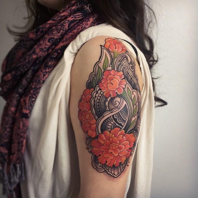 Flowers And Henna Arm Tattoo By Laura Jade Tattoonow