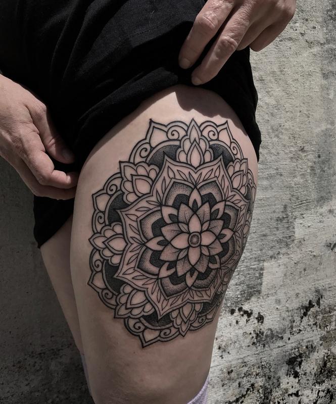 Mandala Thigh Tattoos
