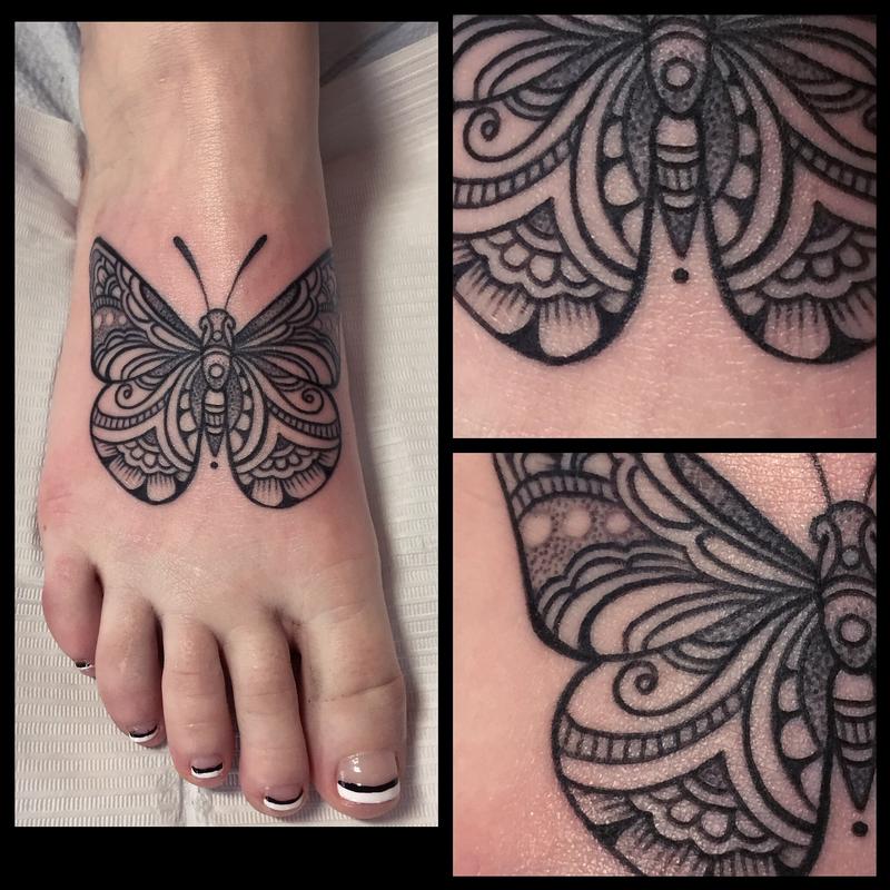 Black And Grey Butterfly Tattoo