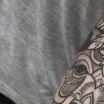 Tattoos - Black and gray ornamental bear tattoo - 128042