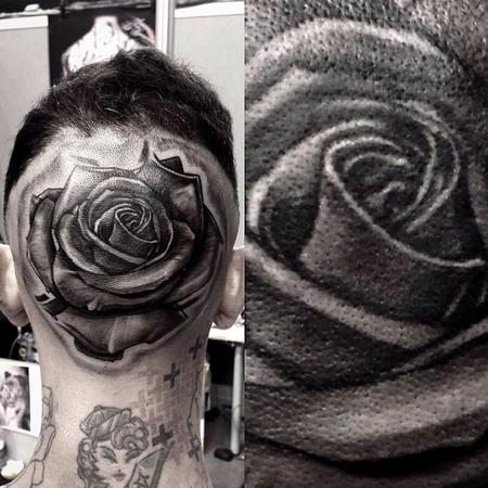Tattoos - head rose black and grey - 109126