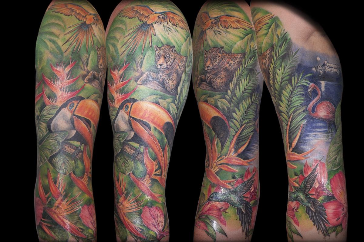 Jungle scenery tattoo by alexbergertattoo  Tattoogridnet