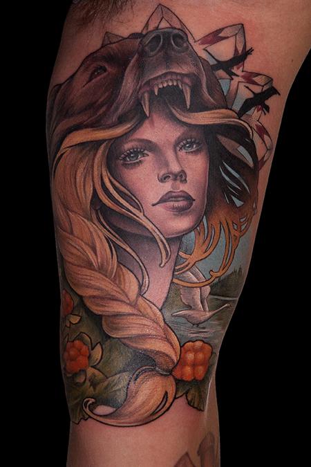 Tattoos - girl and cloudberries - 104277