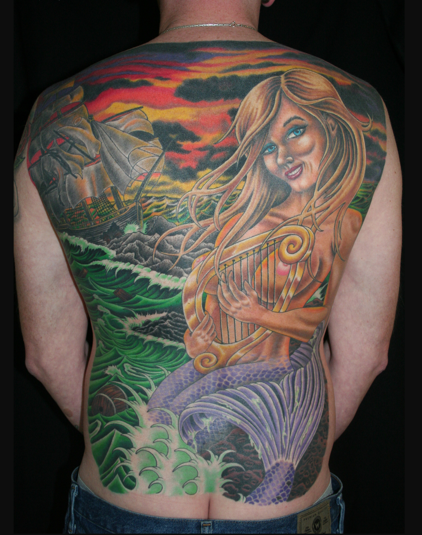 Mermaid Back Piece Tattoo by Marco Hyder: TattooNOW Mermaid Back Piece Tattoo by Marco Hyder: TattooNOW
