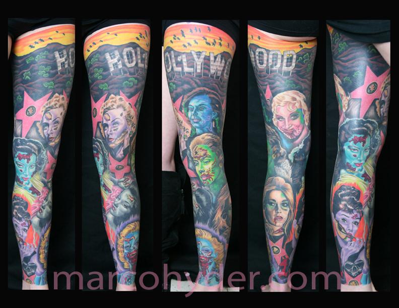 Hollywood Diva Zombie Leg Sleeve by Marco Hyder: TattooNOW Hollywood Diva Zombie Leg Sleeve by Marco Hyder: TattooNOW
