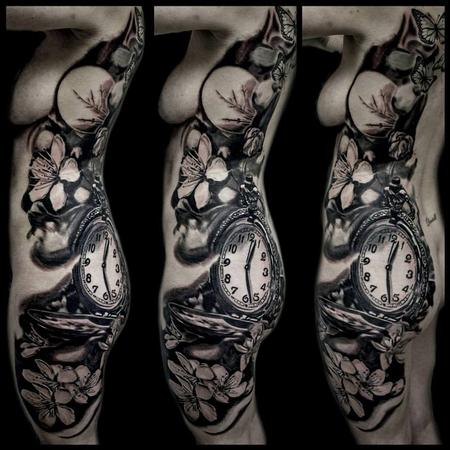 Tattoos - Cherry blossoms and pocket watch - 116583