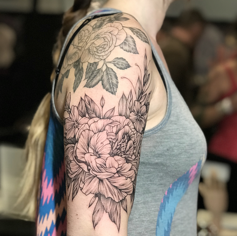 Floral Shoulder Cap Addition. Instagram @MichaelBalesArt by Michael Bales: TattooNOW Floral Shoulder Cap Addition. Instagram @MichaelBalesArt by Michael Bales: TattooNOW