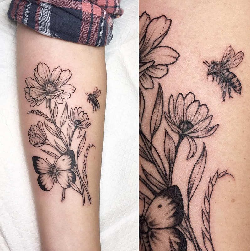Top more than 80 bee and flower tattoo  thtantai2