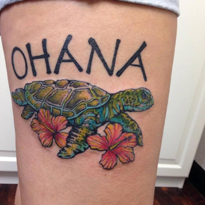 Ohana Sea Turtle- Instagram @michaelbalesart by Michael Bales: TattooNOW