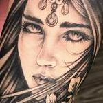 Tattoos - FACE AND FLORAL ON FOREARM. INSTAGRAM @MICHAELBALESART - 134147