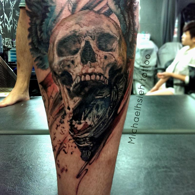Time Piece With Skull And Pocket Watch By Michael Hsieh Tattoonow
