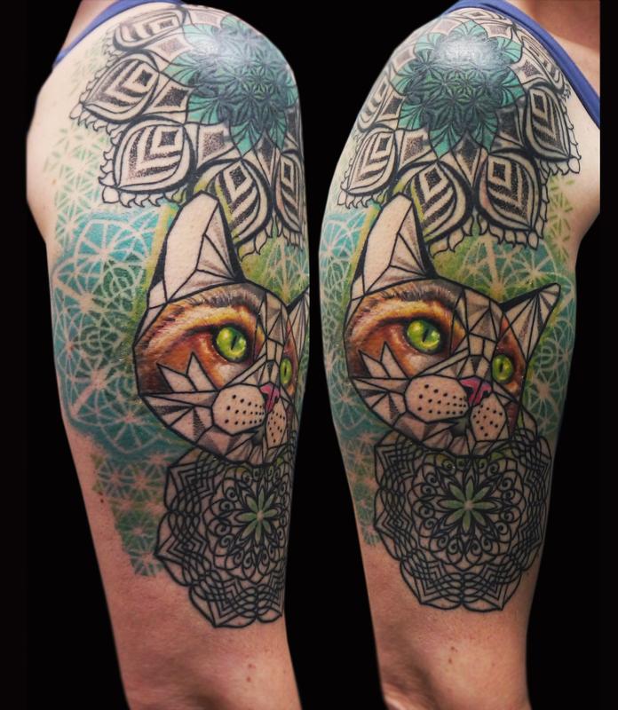 a geometric style tattoo of a siamese cat sleeping in  Stable Diffusion   OpenArt