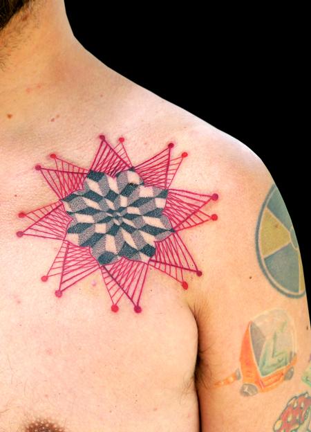 Tattoos - mandala with linework and cubes by Obi  - 108608