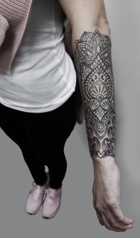 Tattoos - bongo style dotwork linework indian traditional tattoo - 126342