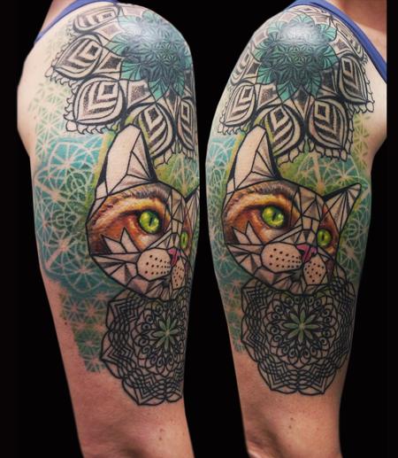 Tattoos - geometric cat mandala tattoo - 116933