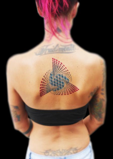 Tattoos - dotwork jalftone trihelix geometrical mandala  - 117952