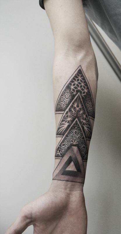 dotwork geometric forearm tattoo by Obi: TattooNOW