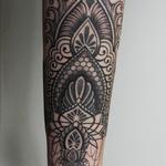 Tattoos - dotwork linework indian traditional ornamental tattoo on the forearm - 125823