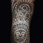 Tattoos - dotwork maori polynesian fusion leg sleeve 2 - 126121