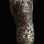 Tattoos - dotwork maori polynesian fusion leg sleeve 3 - 126122