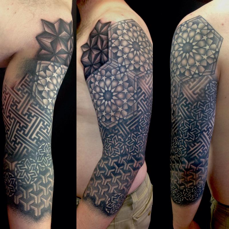 Geometric pattern sleeve by Rebecca Smith (Beccadoodletattoos) : TattooNOW