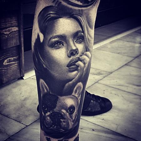 Tattoos - Woman and Dog - 104974