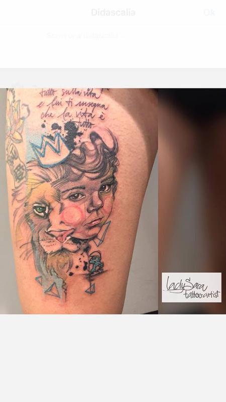 Tattoos - baby and lion - 126326