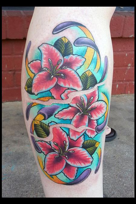 Tattoos - Obnoxious Bright Vivid Color Flowers - 80777