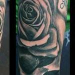 Tattoos - Black and Gray Skull and Rose - 115746