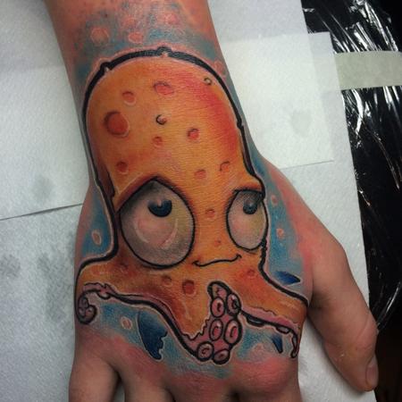 Tattoos - hand squid tattoo - 103778