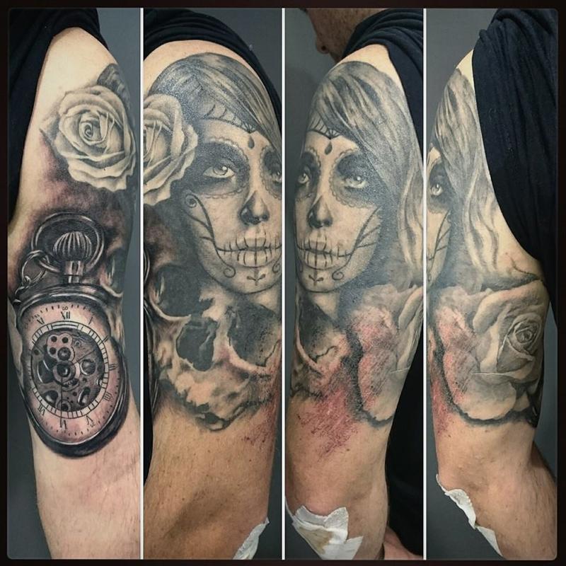 Black and Grey Realism Tattoo by Age  Triple 222 Tattoo