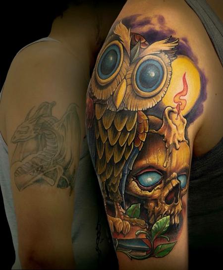 Tattoos - Owl coverup - 119622
