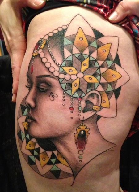 Tattoos - Lady Head with Mandala - 75680