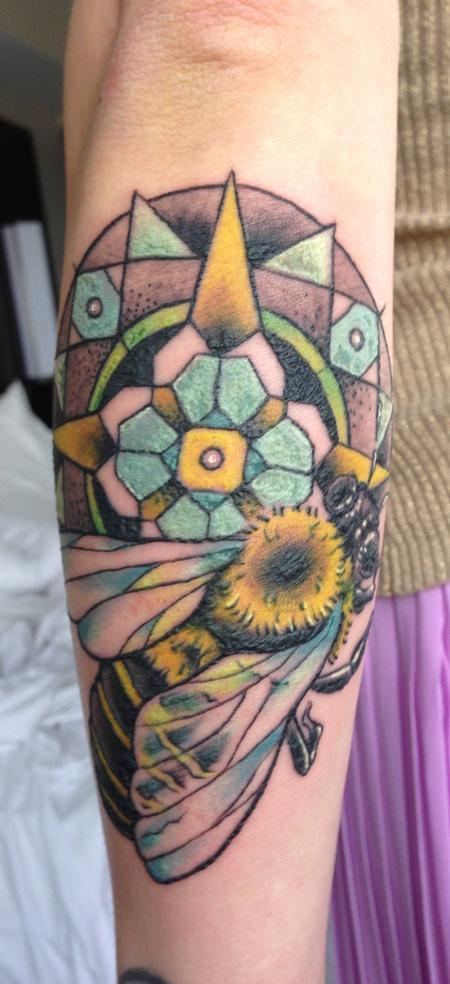Tattoos - honey bee and mandala - 75760